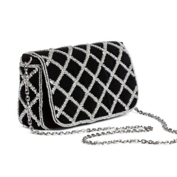 NWT H & M Black Beaded Make Up Bag - Picture 5 of 5